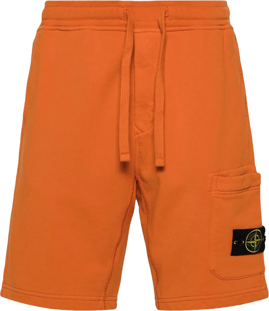 Stone Island Biologische katoenen fleece shorts in de kleur mandarijn Oranje