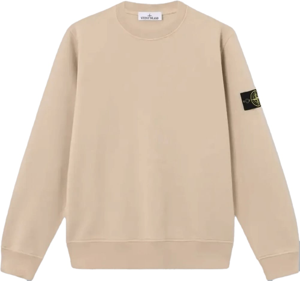 Stone Island Sweatshirt van biologisch katoen fleece in de kleur Desert Sand. Beige
