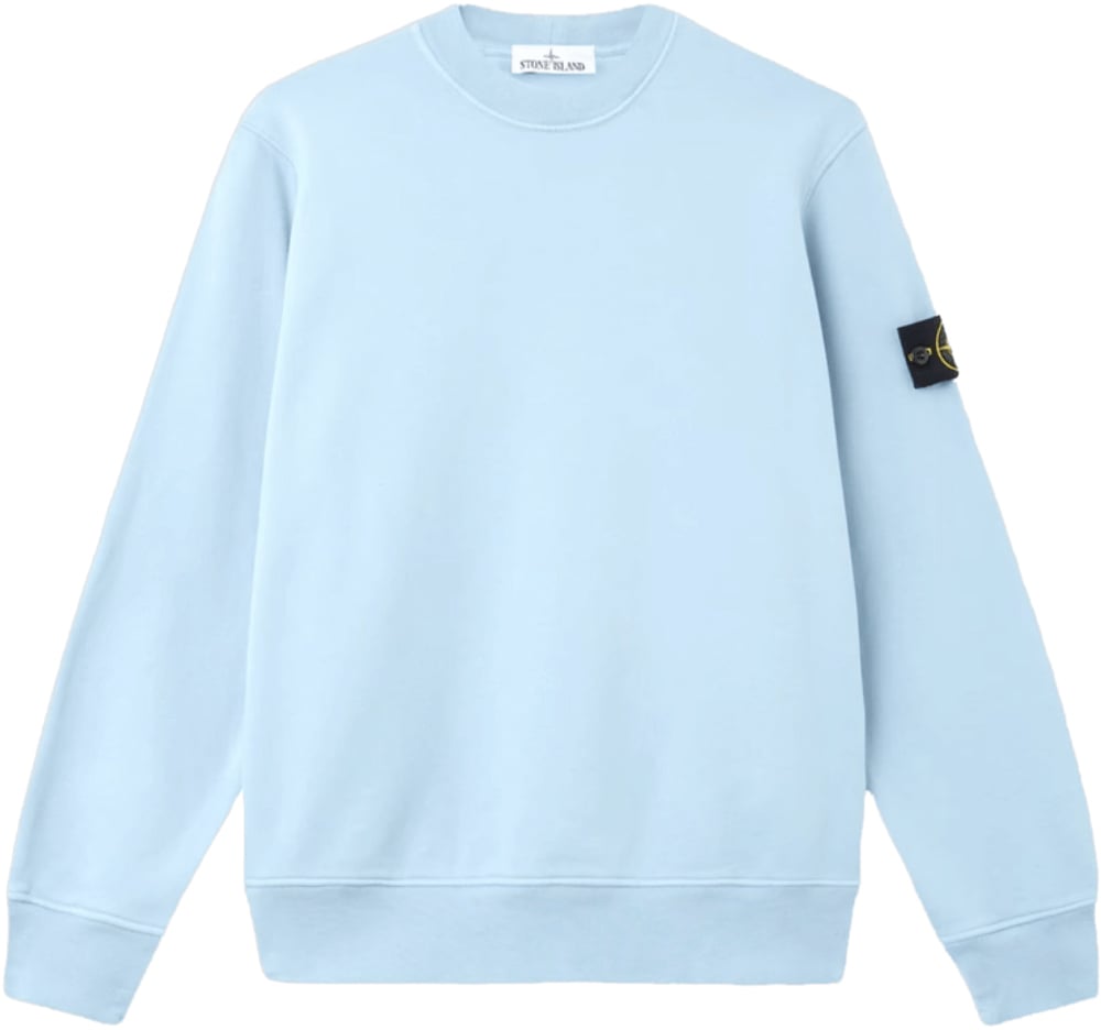 Stone Island ORGANIC COTTON FLEECE SWEATSHIRT POWDER BLUE Blauw