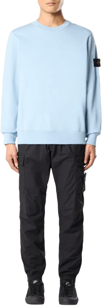Stone Island ORGANIC COTTON FLEECE SWEATSHIRT POWDER BLUE Blauw