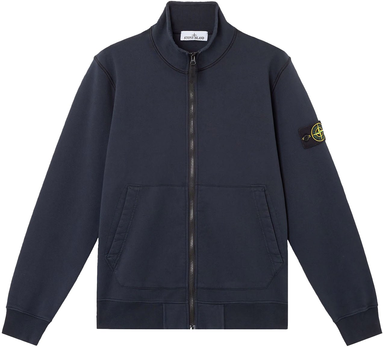 Stone Island ORGANIC COTTON FLEECE ZIP UP CARDIGAN NAVY BLUE Blauw