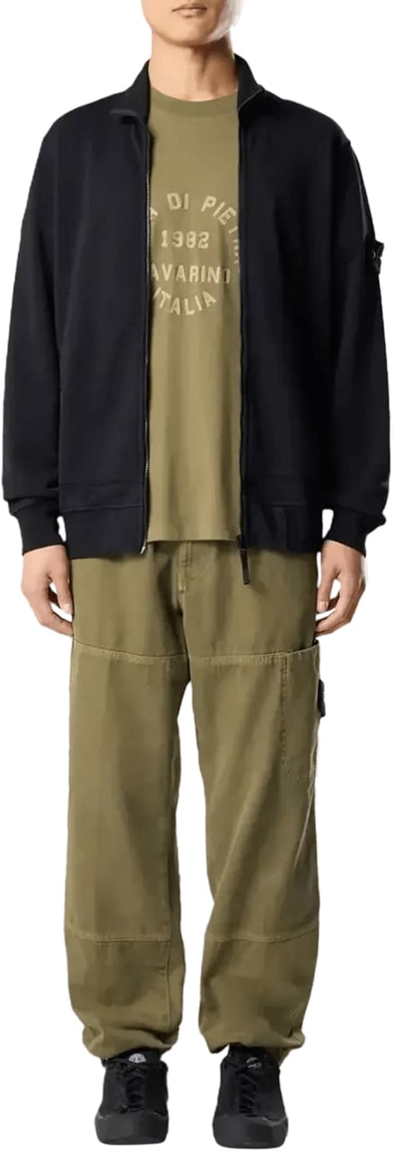 Stone Island Biologische katoenen fleece trui met ritssluiting, zwart Zwart