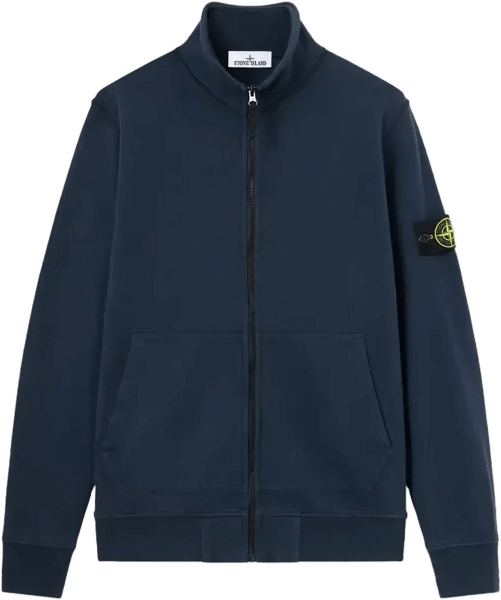 Stone Island Trui met ritssluiting van biologisch katoenfleece in marineblauw. Navy