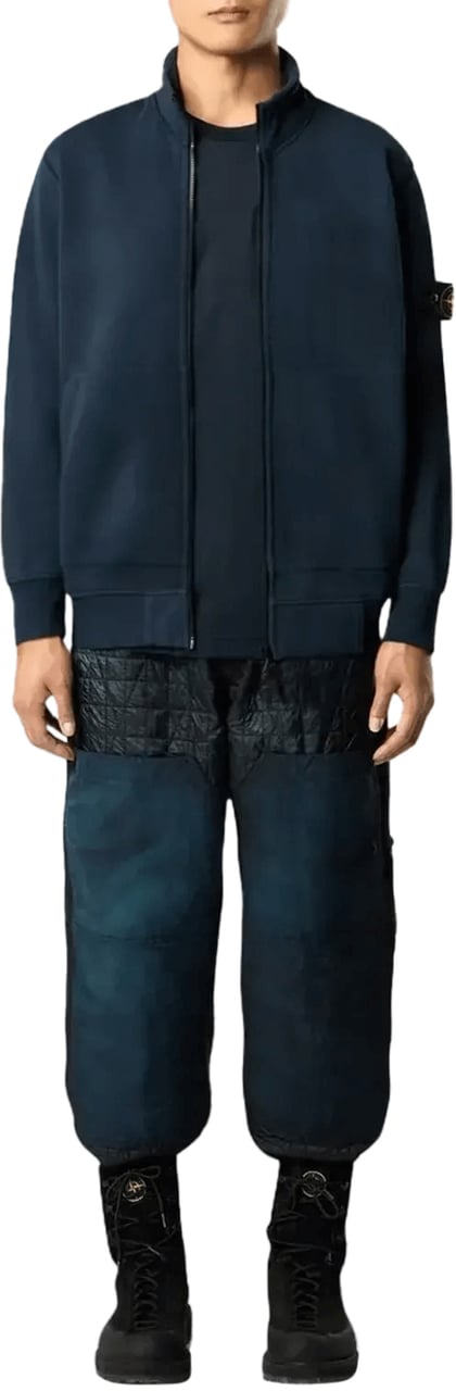 Stone Island Trui met ritssluiting van biologisch katoenfleece in marineblauw. Navy