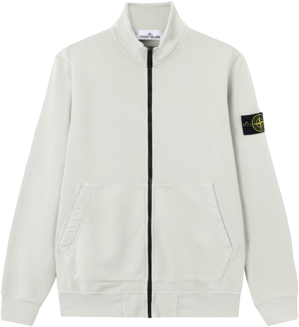 Stone Island ORGANIC COTTON FLEECE ZIP UP SWEATER PEARL GREY Grijs