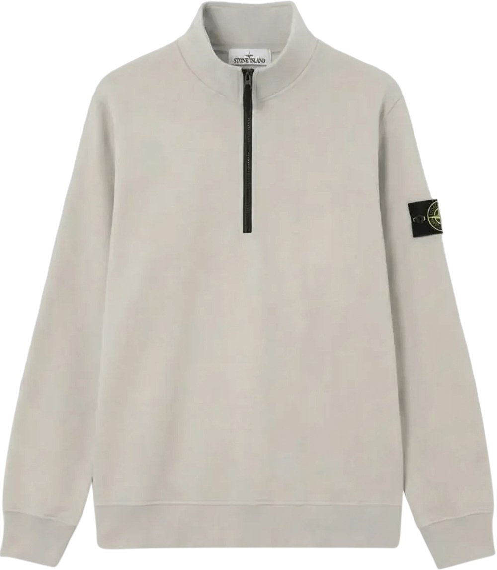 Stone Island Trui met ritssluiting van biologisch katoenfleece, parelgrijs. Lichtgrijs