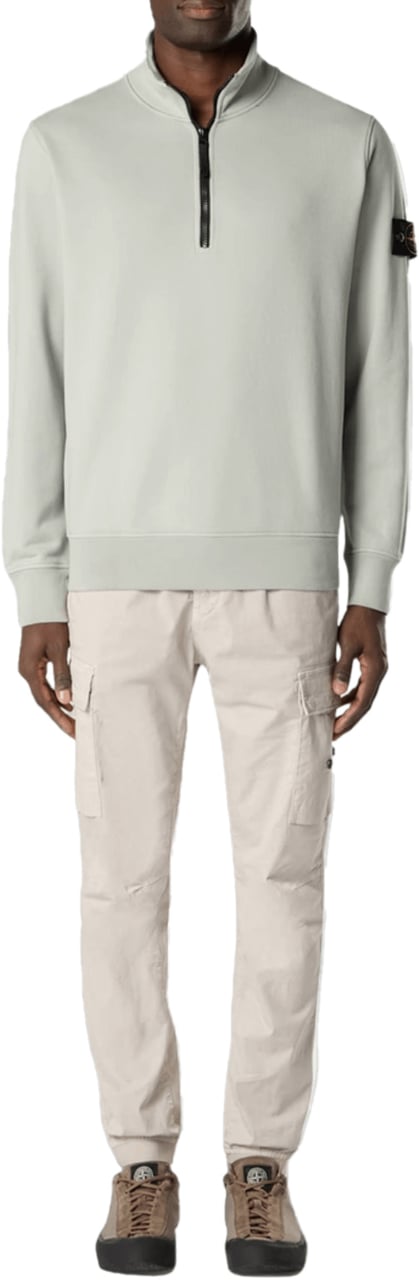 Stone Island ORGANIC COTTON FLEECE ZIP UP SWEATER SAGE Divers