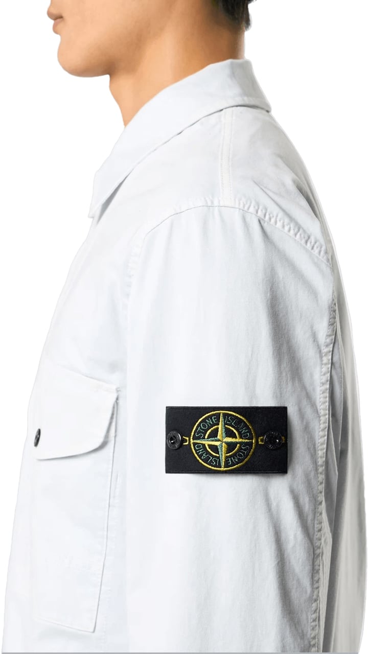 Stone Island Biologisch katoenen stretch gebroken twill shirts, lichtblauw Lichtblauw