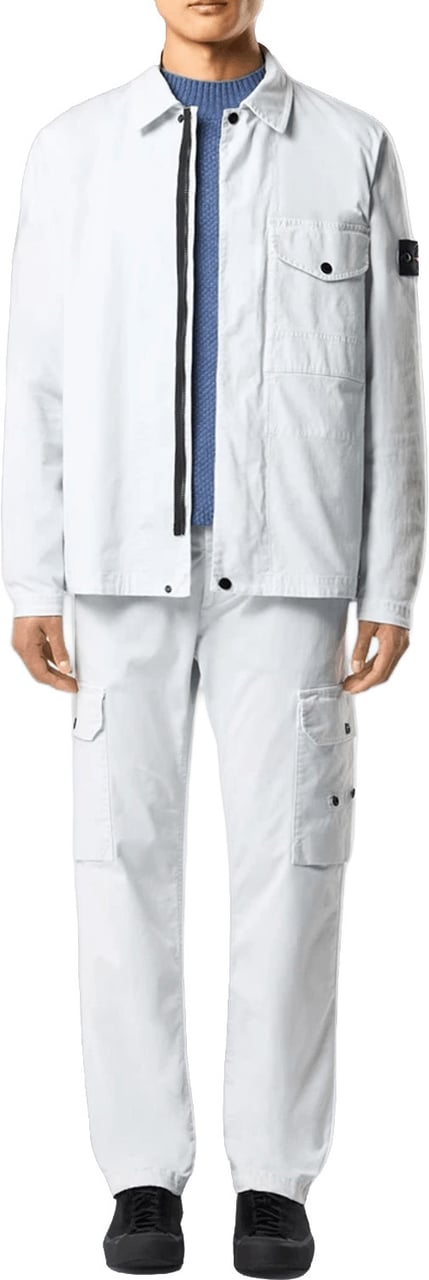 Stone Island Biologisch katoenen stretch gebroken twill shirts, lichtblauw Lichtblauw