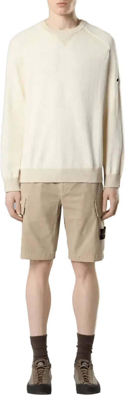 Stone Island Biologisch katoenen stretch short met gebroken twill in de kleur Desert Sand. Beige