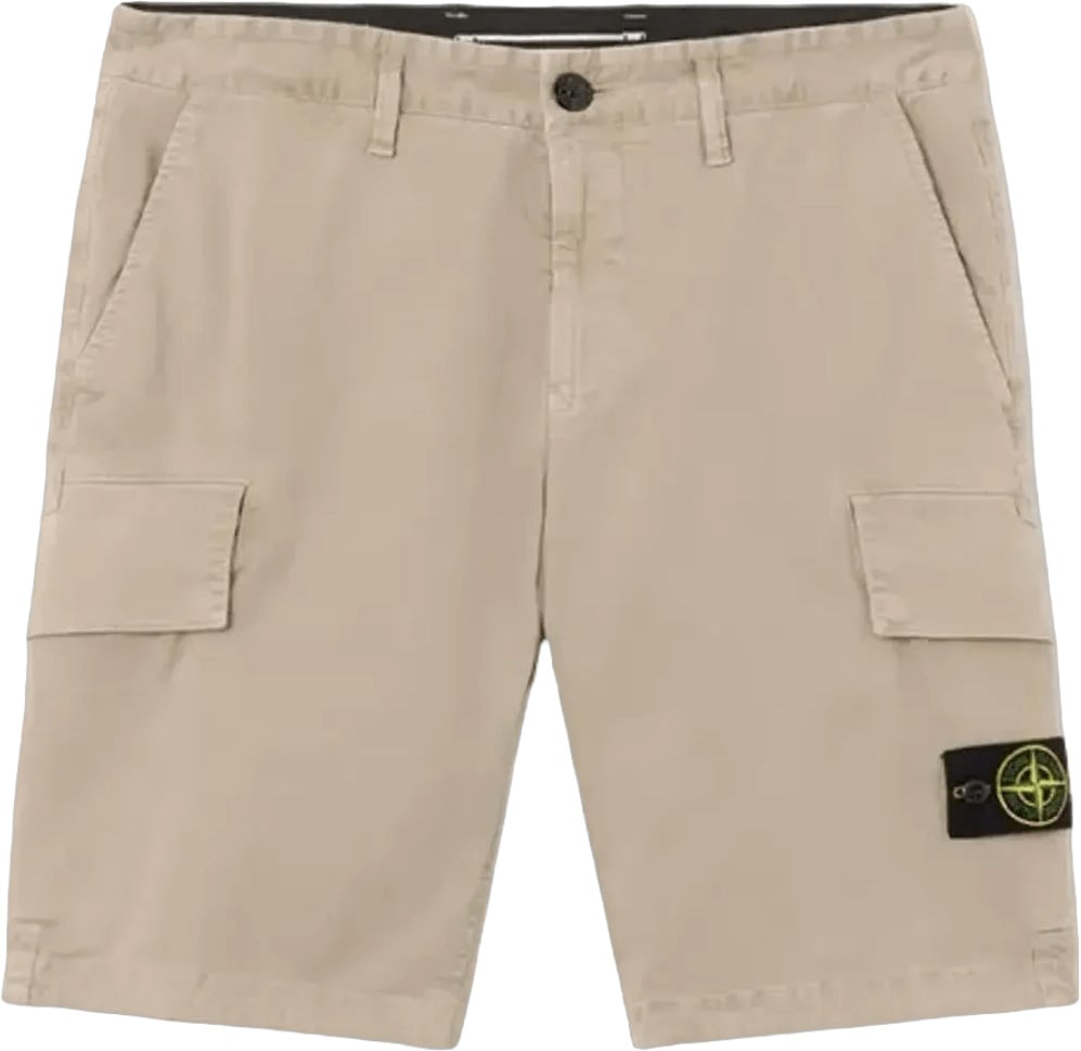 Stone Island Biologisch katoenen stretch short met gebroken twill in de kleur Desert Sand. Beige