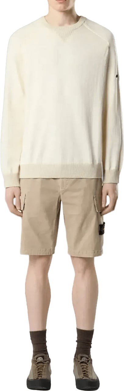 Stone Island Biologisch katoenen stretch short met gebroken twill in de kleur Desert Sand. Beige
