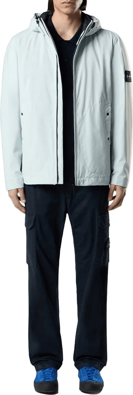 Stone Island ORGANIC KATOENEN STRETCH BROEK VAN GEBROKEN TWILL MARINEBLAUW Navy