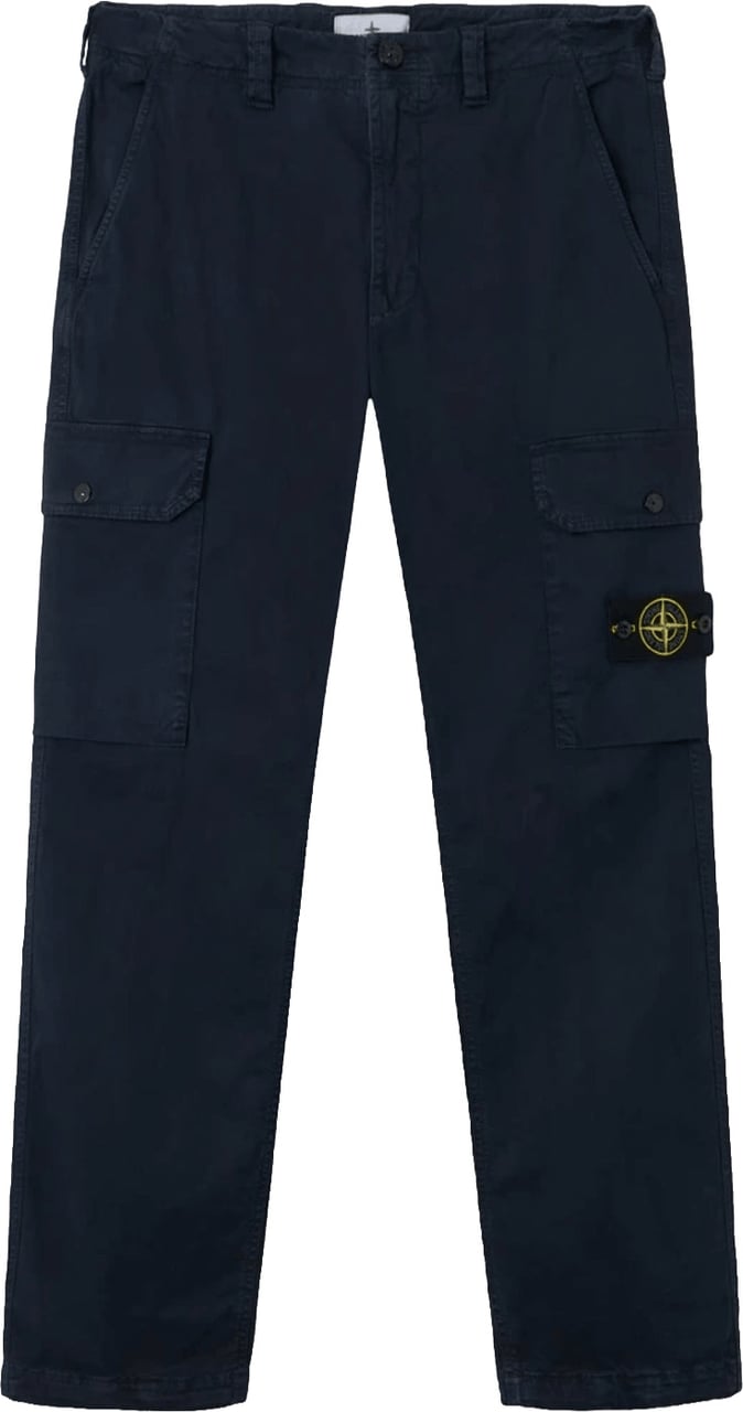 Stone Island ORGANIC KATOENEN STRETCH BROEK VAN GEBROKEN TWILL MARINEBLAUW Navy