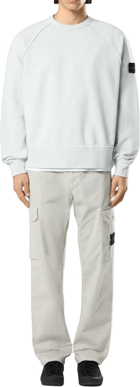 Stone Island BROEK VAN ORGANISCH KATOENEN STRETCH EN GEBROKEN TWILL, PARELGRIJS Lichtgrijs