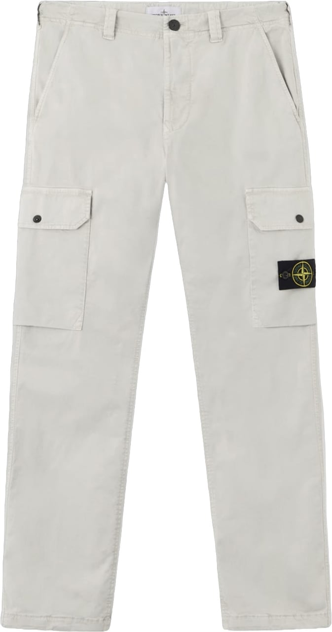 Stone Island BROEK VAN ORGANISCH KATOENEN STRETCH EN GEBROKEN TWILL, PARELGRIJS Lichtgrijs