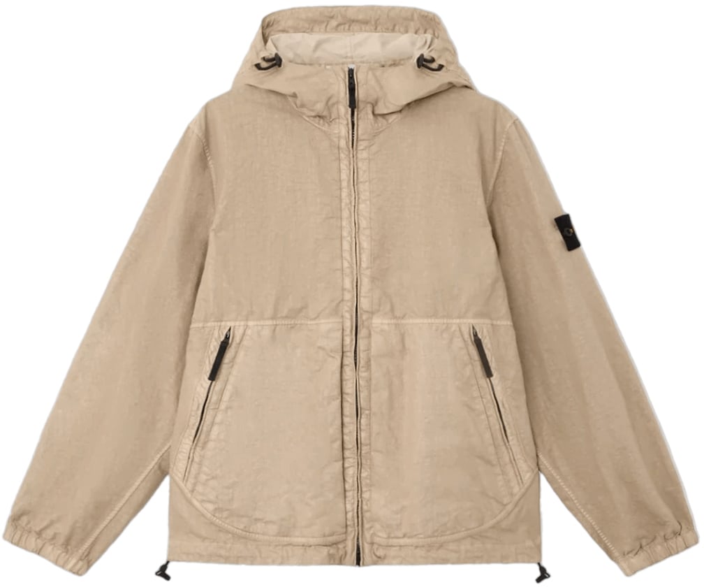 Stone Island Panama-TC jas van nylon met organische look in de kleur Desert Sand. Beige