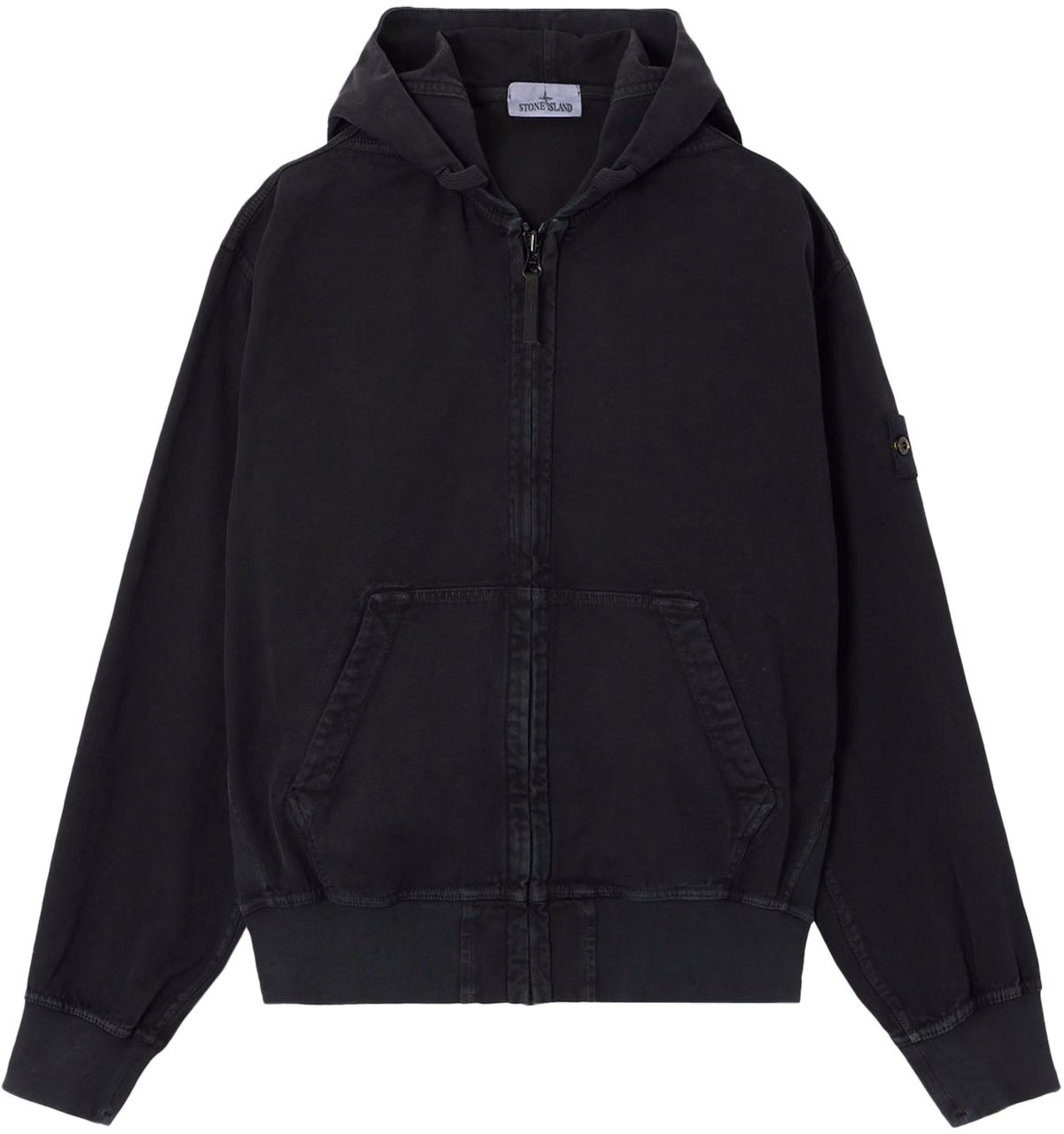 Stone Island ORGANIC PANAMA COTTON HOODIE SWEATER BLACK Zwart