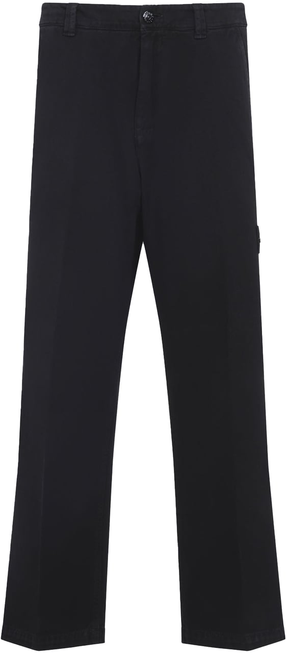 Stone Island ORGANIC PANAMA COTTON TROUSERS BLACK Zwart
