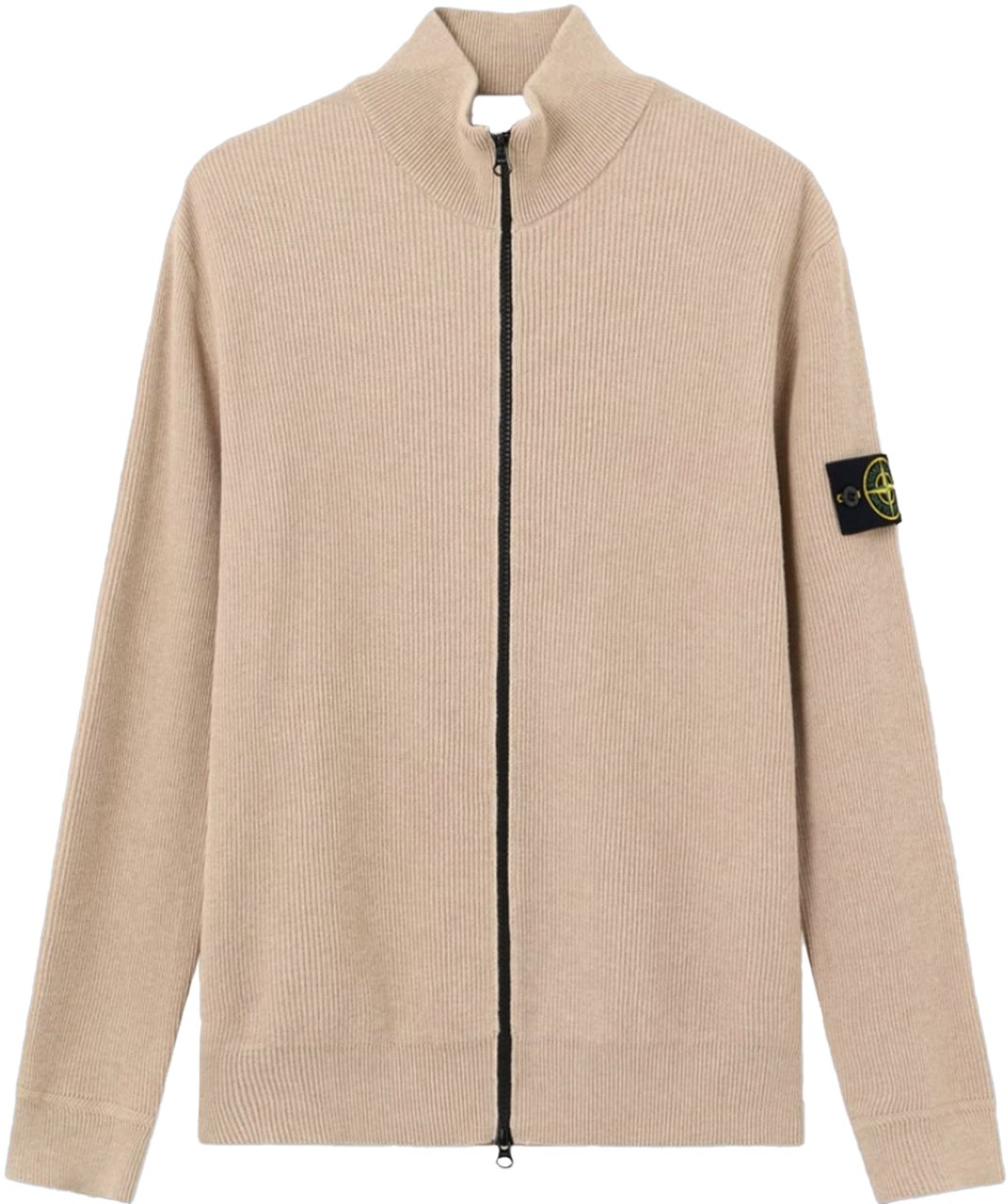Stone Island RIBBED SOFT ORGANIC COTTON CARDIGAN DESERT SAND Beige