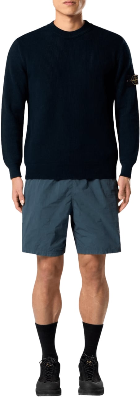 Stone Island RIBBED SOFT ORGANIC COTTON CREW NECK NAVY BLUE Blauw