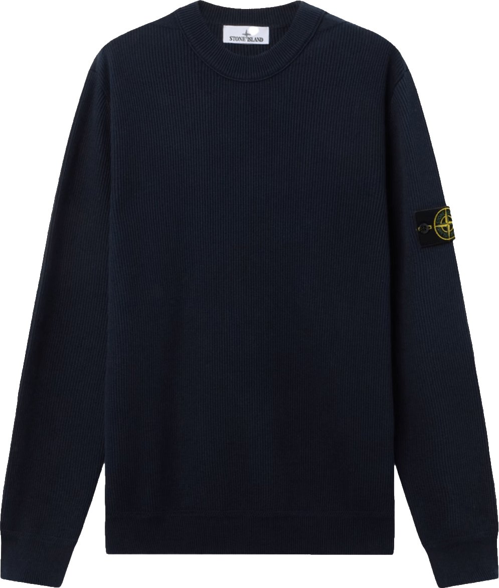 Stone Island RIBBED SOFT ORGANIC COTTON CREW NECK NAVY BLUE Blauw