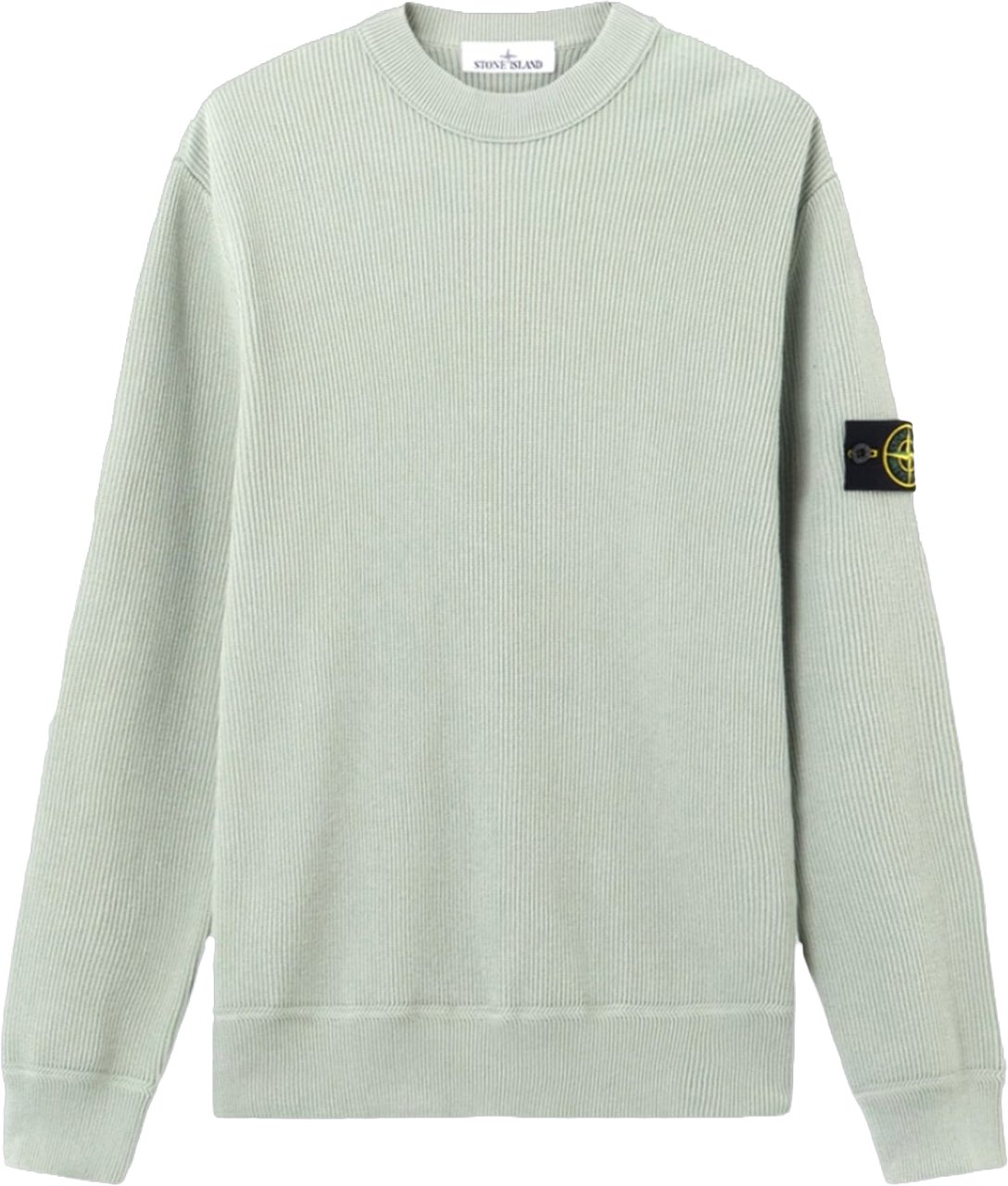 Stone Island Geribbelde, zachte biologische katoenen trui met ronde hals in saliegroen Lime