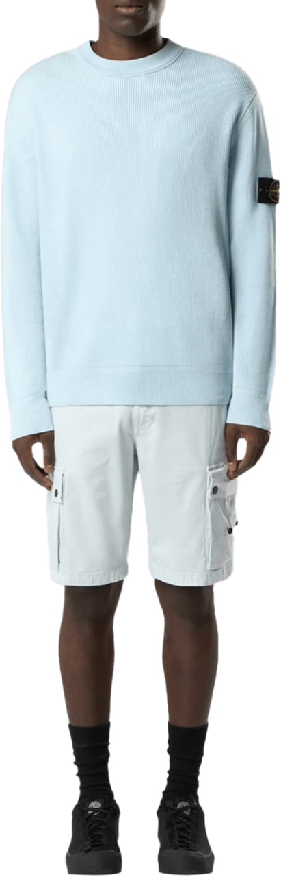 Stone Island RIBBED SOFT ORGANIC COTTON CREW NECK SKY BLUE Blauw