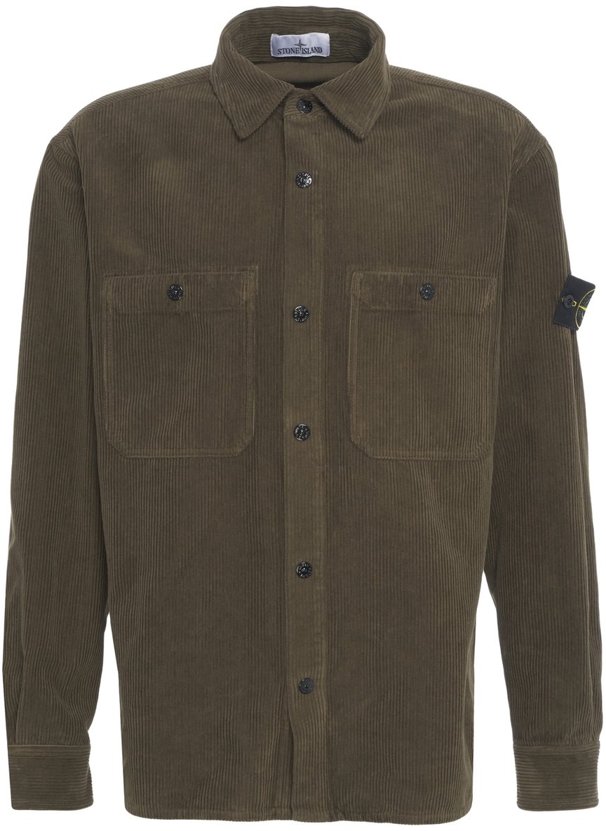 Stone Island Overshirt in velluto a coste Groen