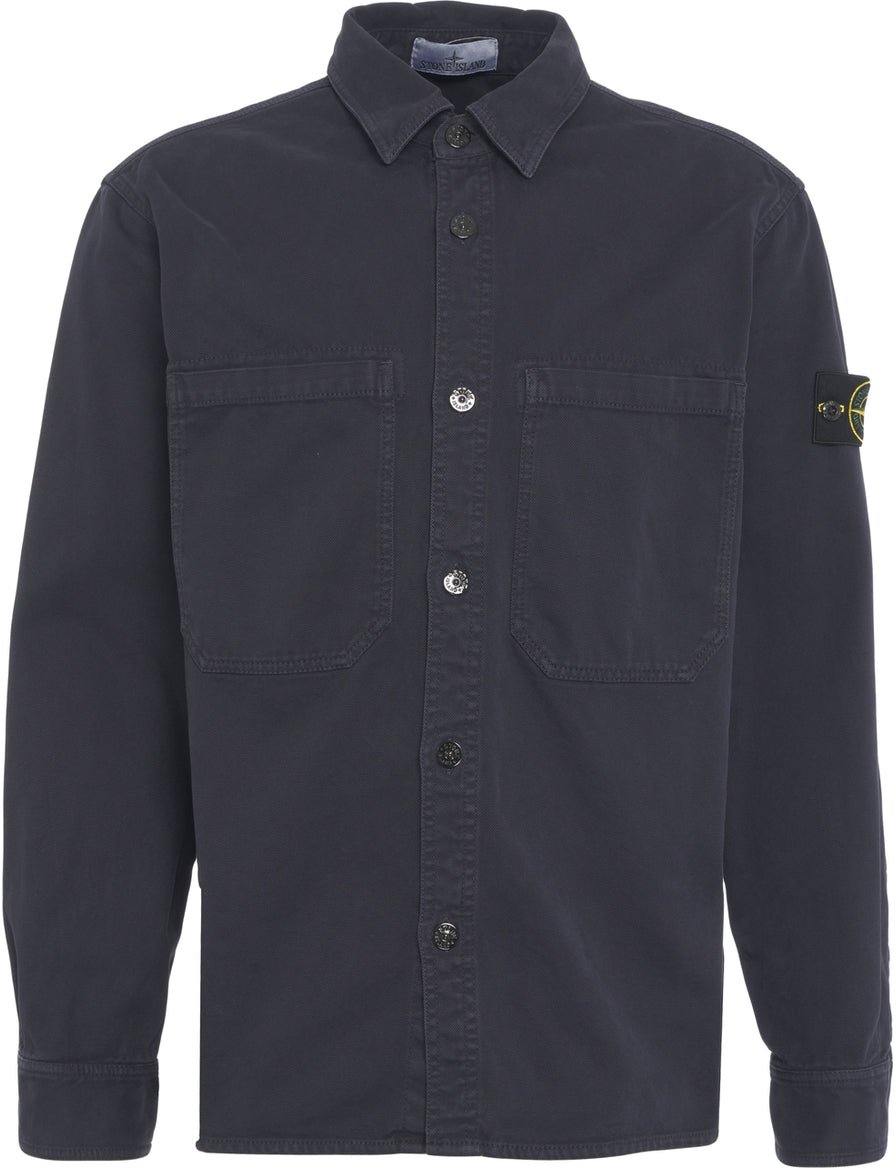 Stone Island Overshirt with logo details Blauw