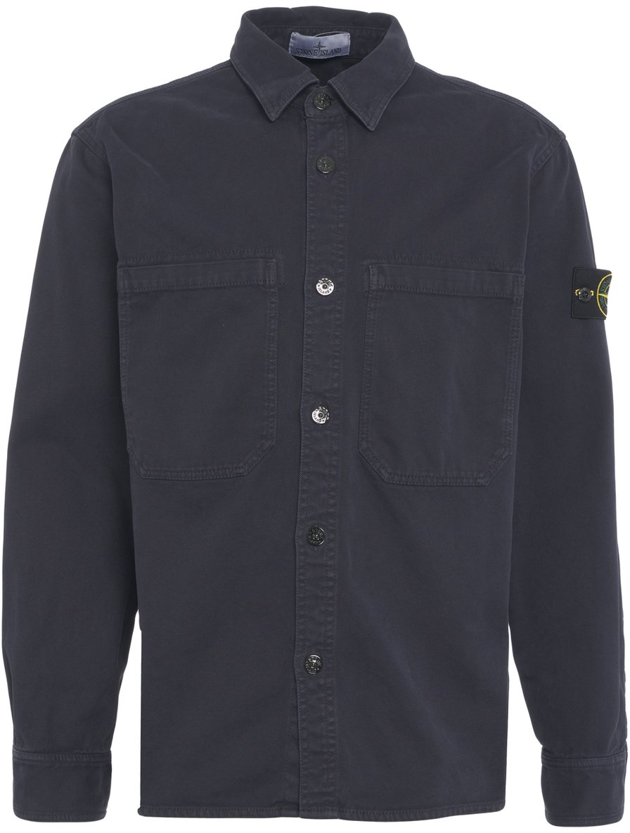 Stone Island Overshirt con logo Blauw