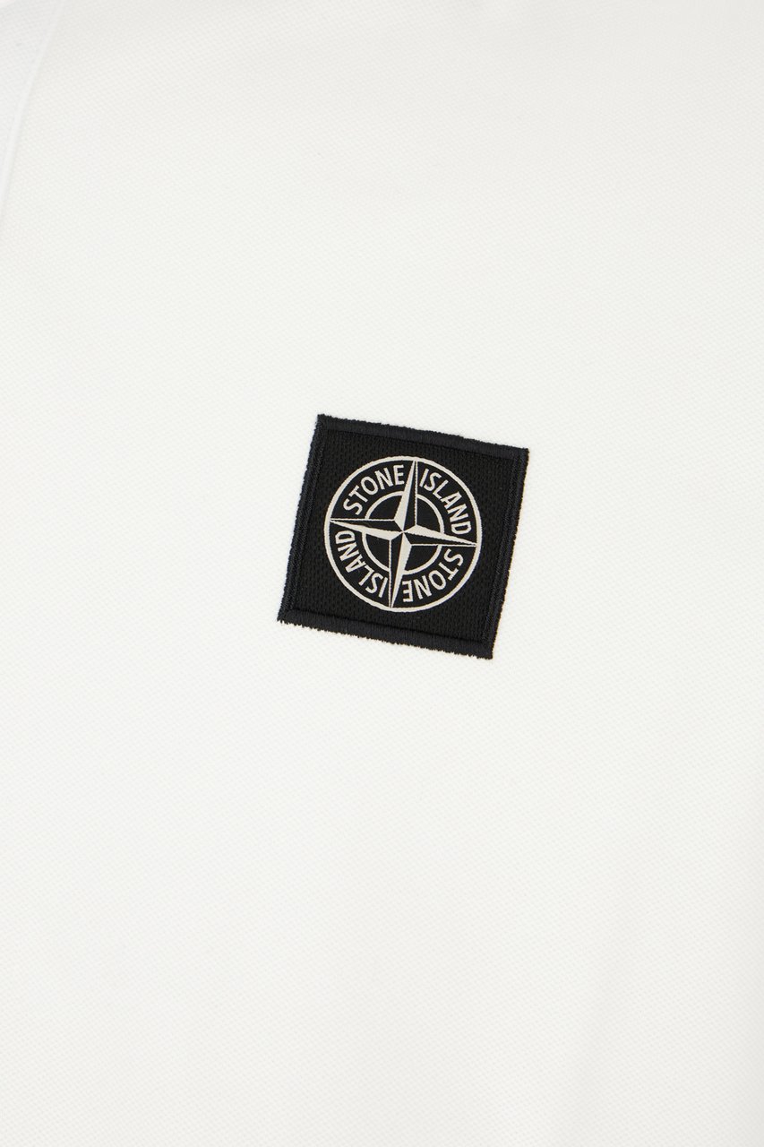 Stone Island Stone Island White piquet polo shirt Wit