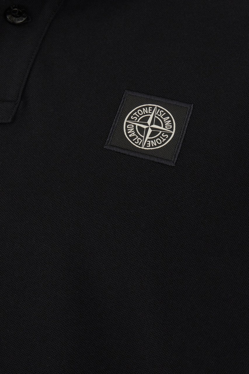 Stone Island Black piquet polo shirt Zwart