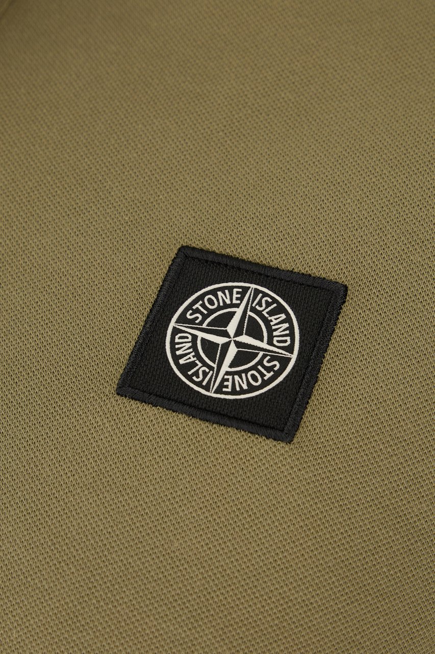 Stone Island Stone Island Olive green piquet polo shirt Groen
