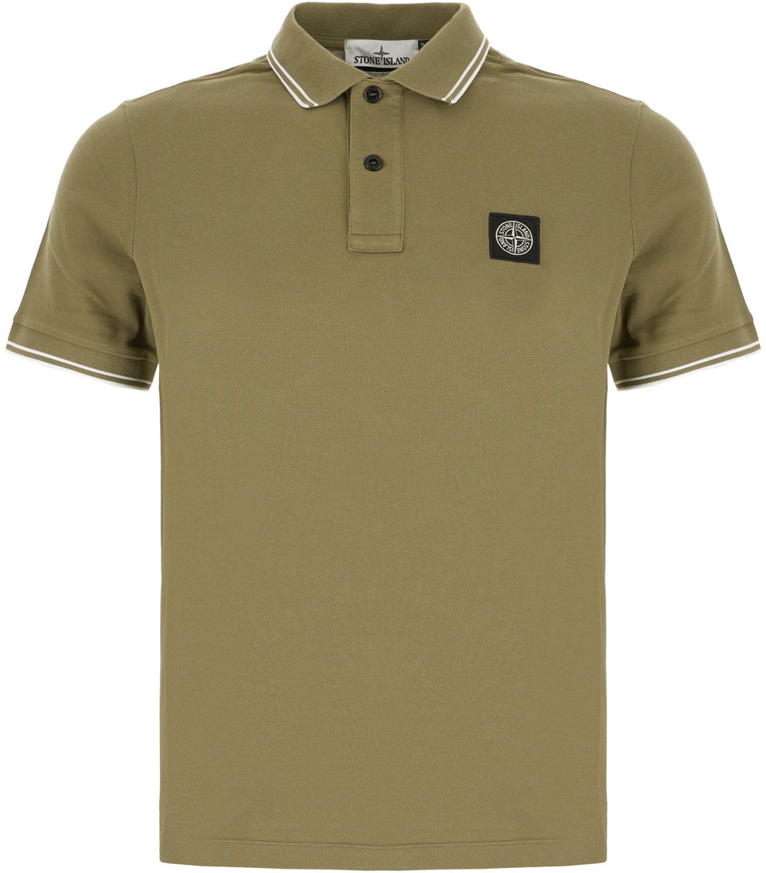 Stone Island Stone Island Olive green piquet polo shirt Groen