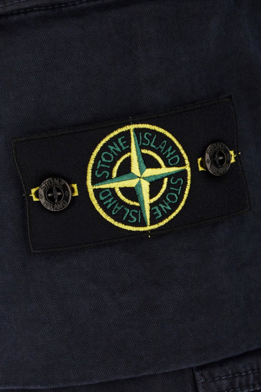 Stone Island Navy blue stretch cotton blend pants Blauw
