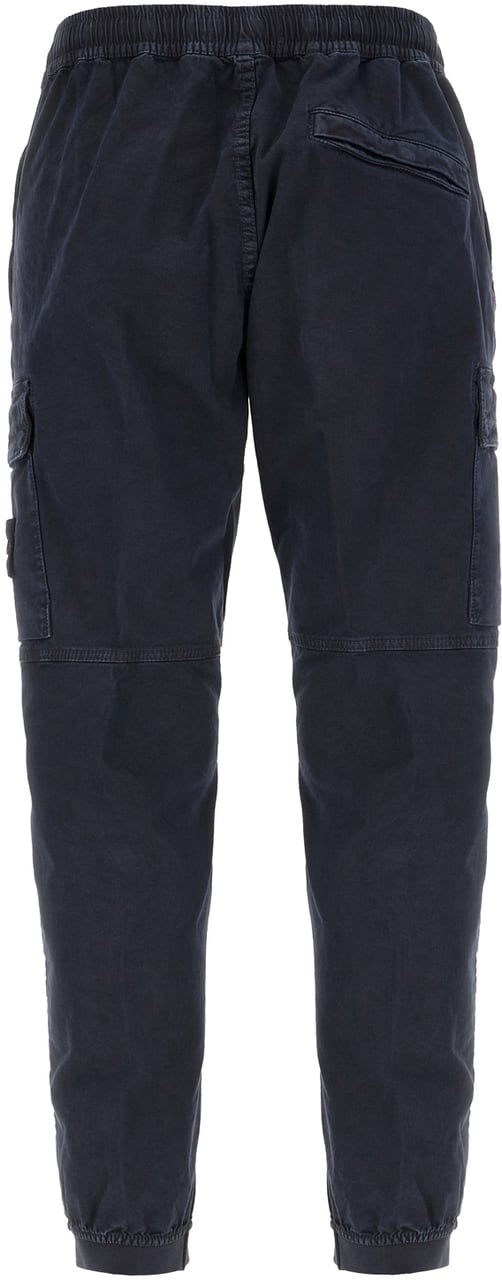 Stone Island Navy blue stretch cotton blend pants Blauw