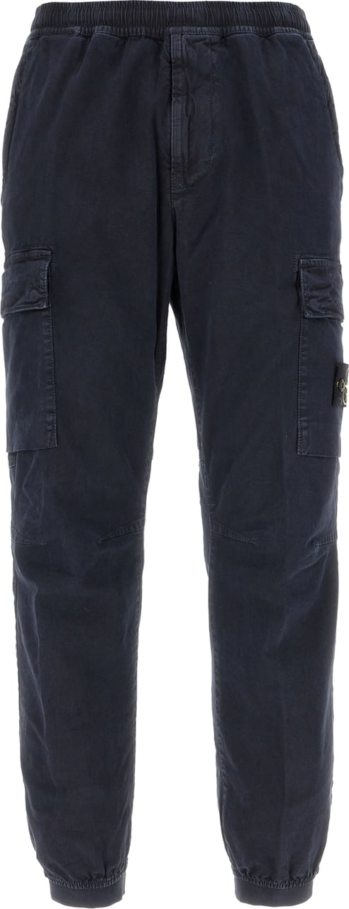 Stone Island Navy blue stretch cotton blend pants Blauw