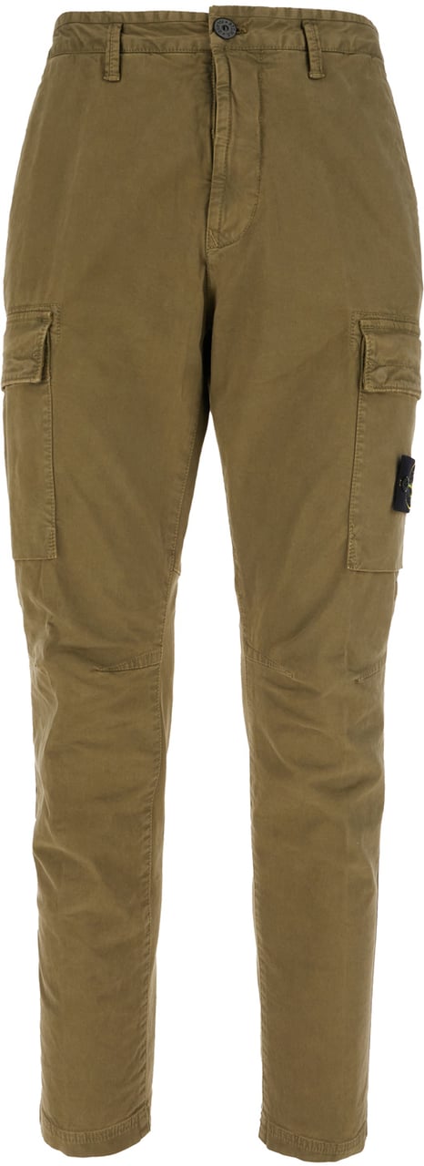 Stone Island Military green stretch cotton cargo pants Groen
