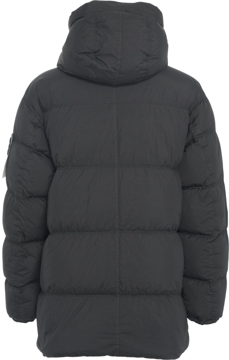 Stone Island Hooded down jacket Zwart