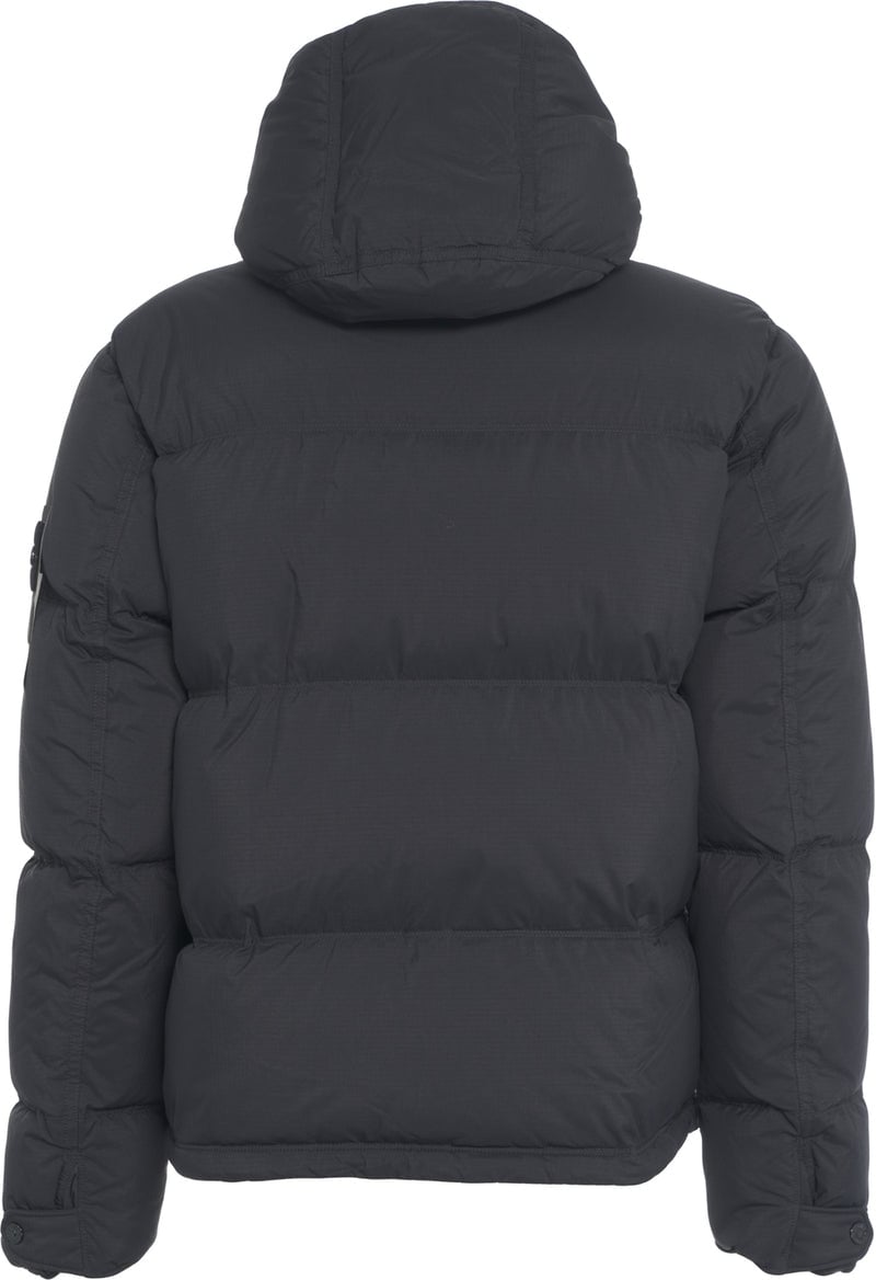 Stone Island Hooded down jacket Zwart