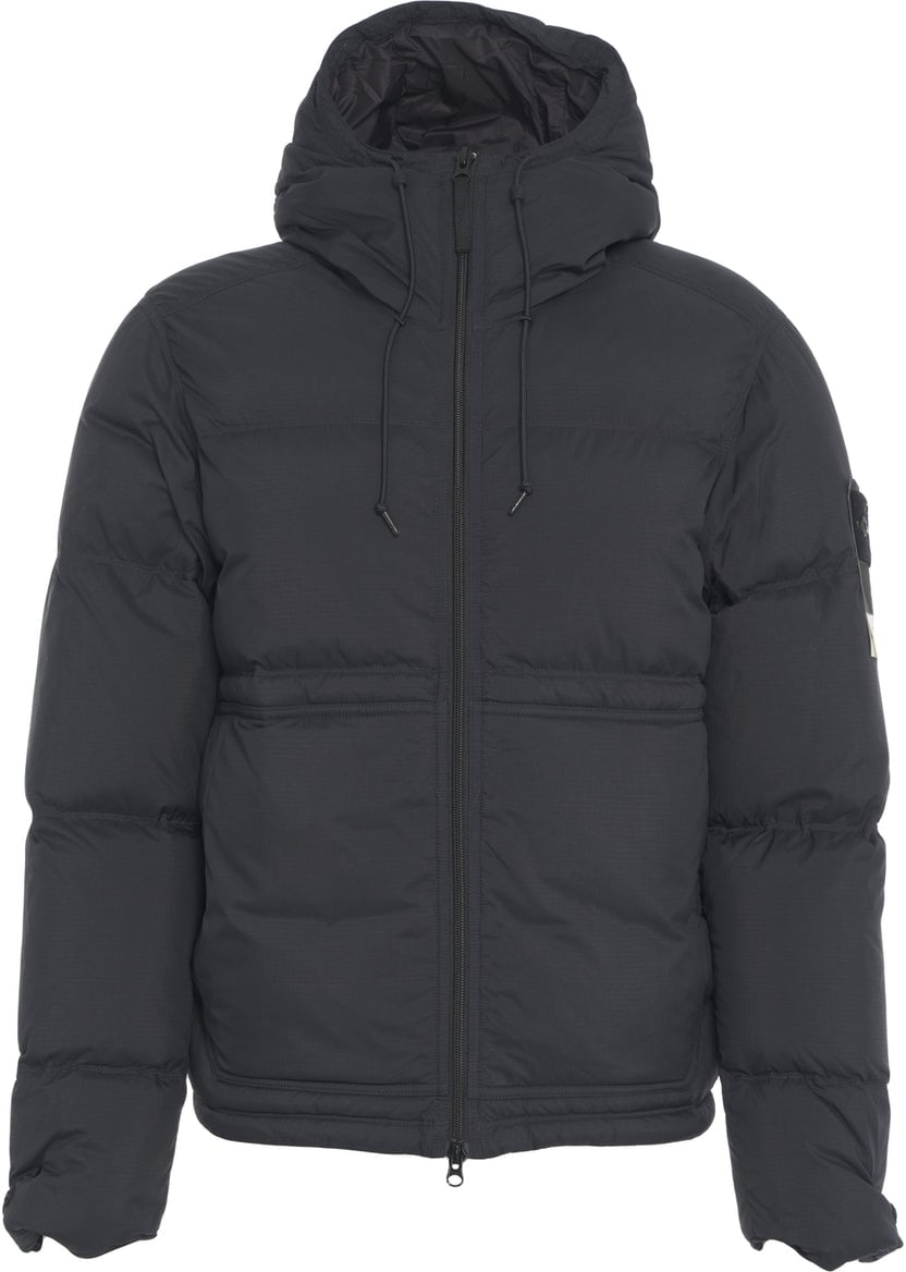 Stone Island Hooded down jacket Zwart