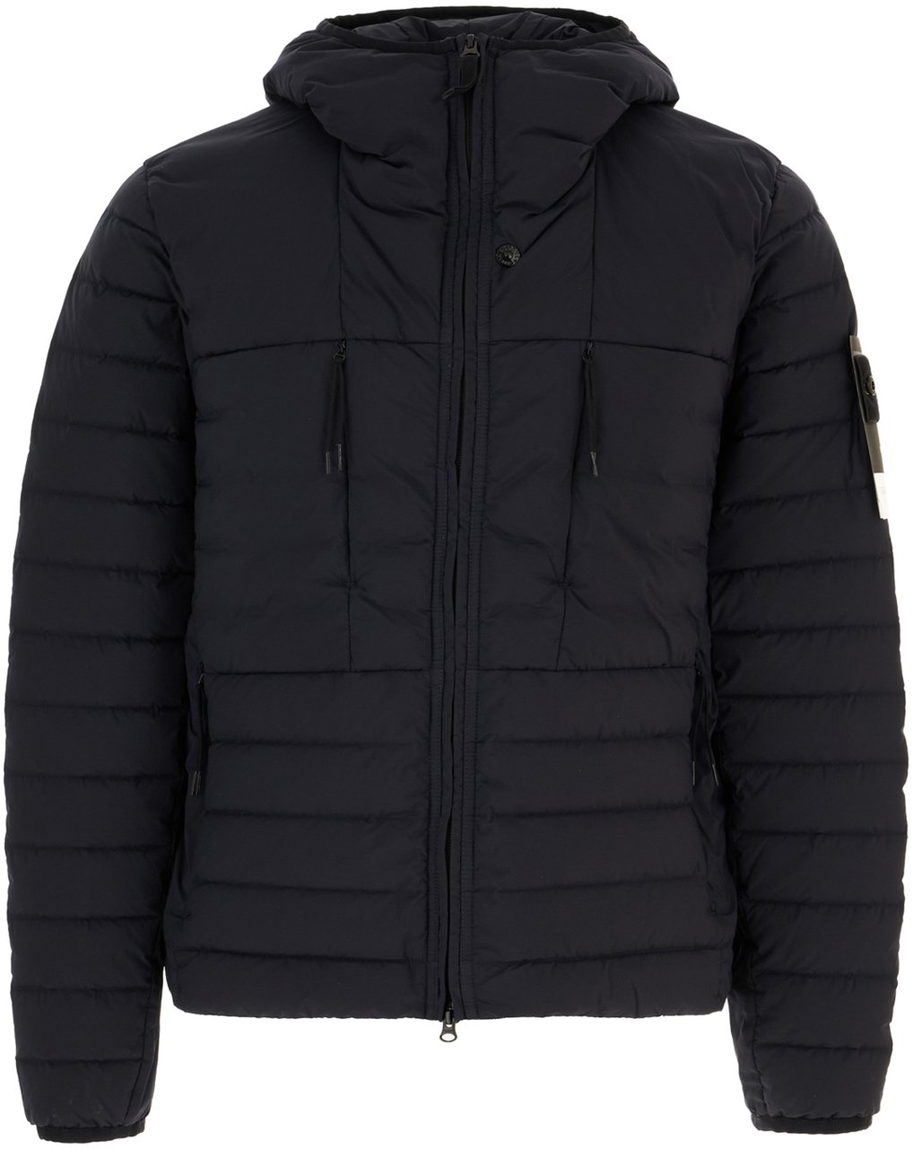 Stone Island Navy blue stretch nylon down jacket Blauw