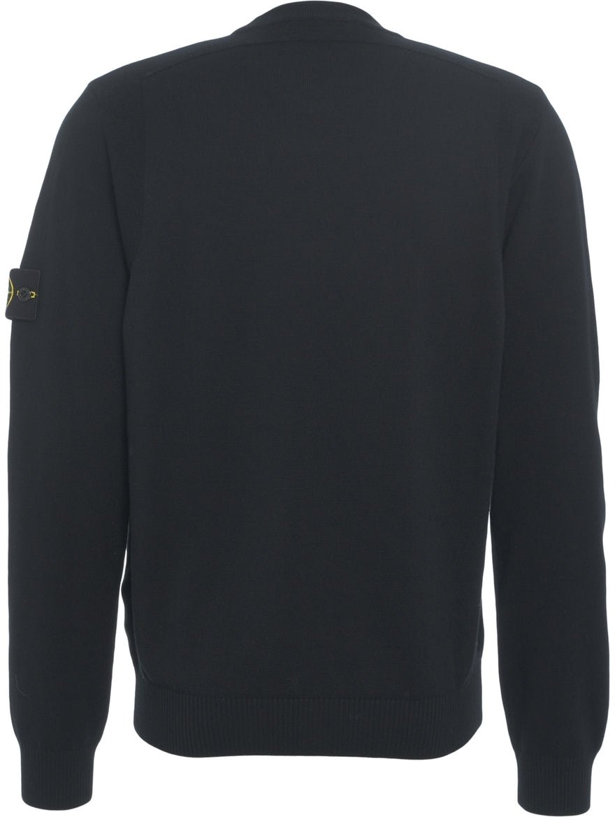 Stone Island Sweater with logo detail Zwart