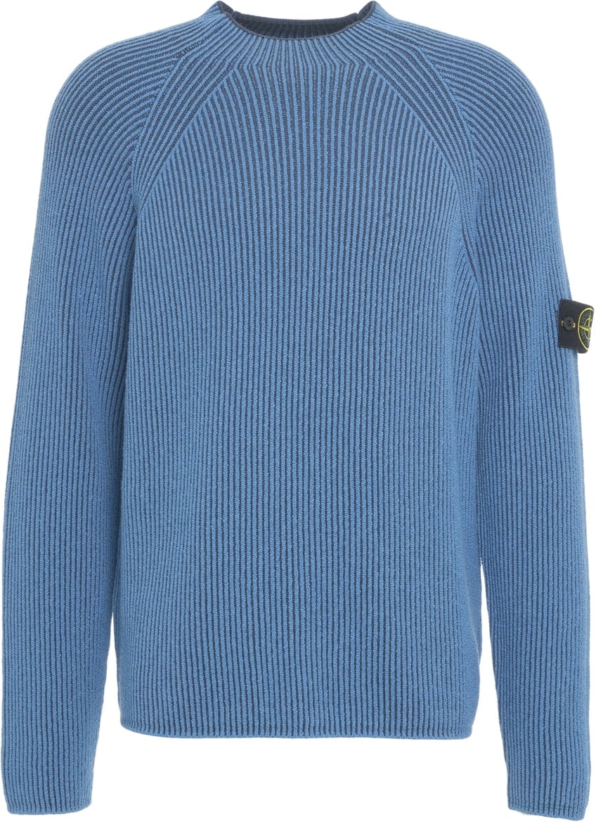 Stone Island Ribbed sweater with logo Blauw
