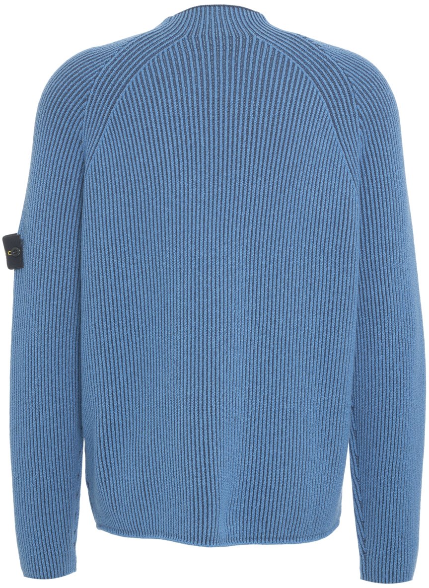Stone Island Maglione a coste con logo Blauw