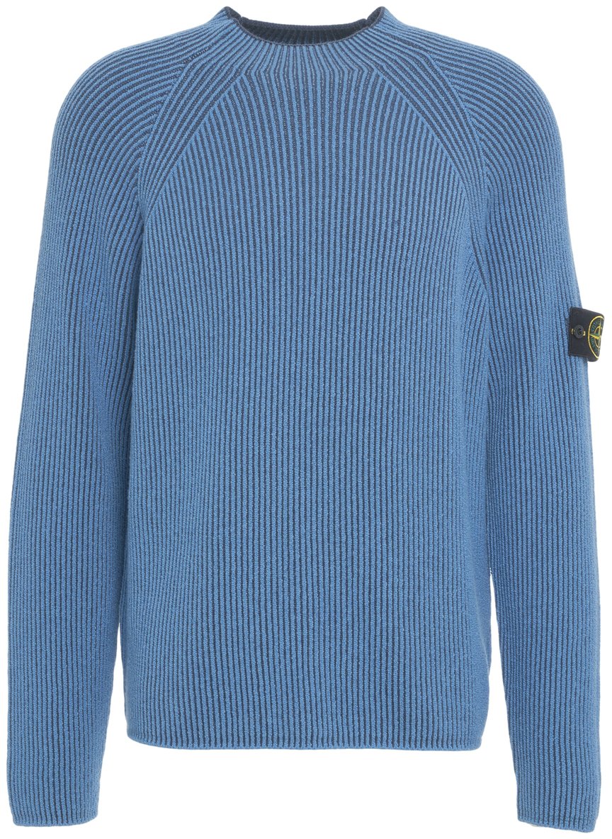 Stone Island Maglione a coste con logo Blauw