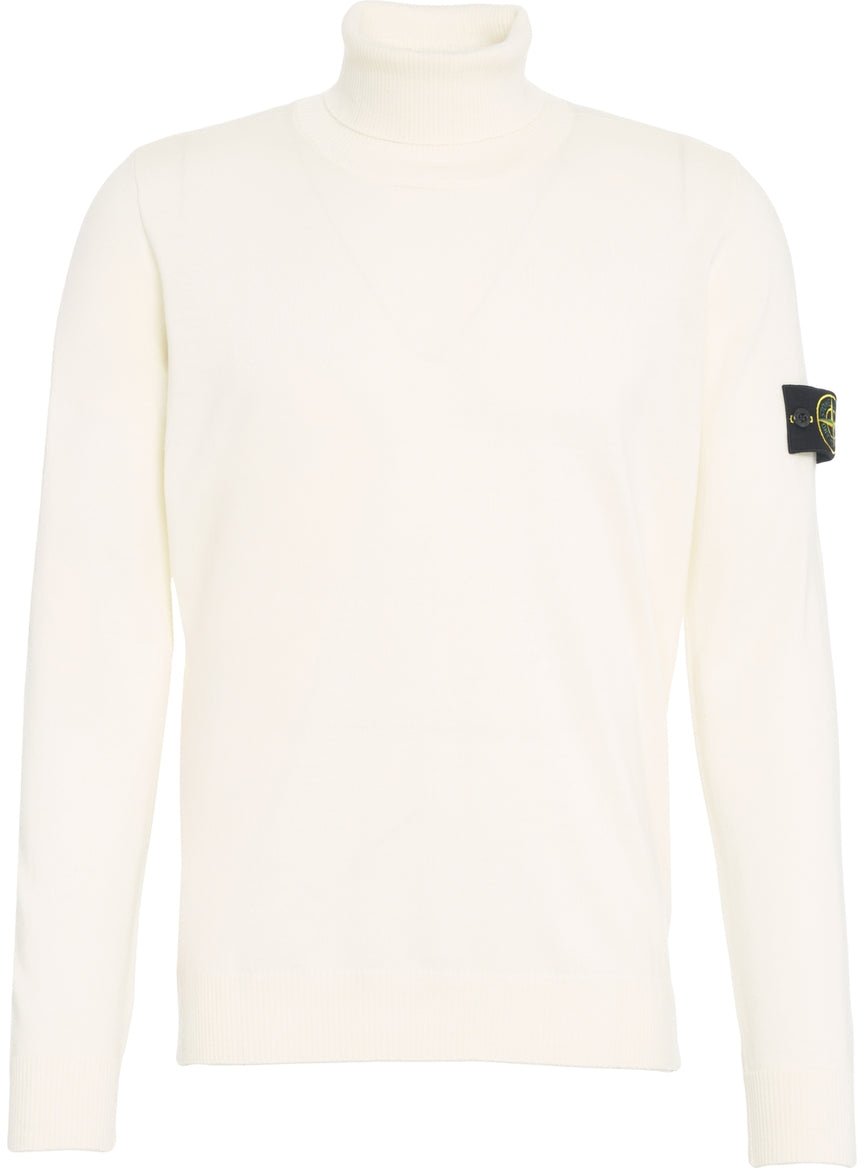 Stone Island Turtleneck sweater with logo detail Wit