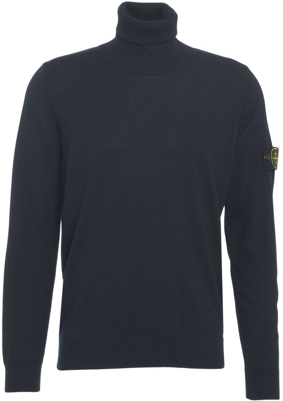 Stone Island Turtleneck sweater with logo detail Blauw