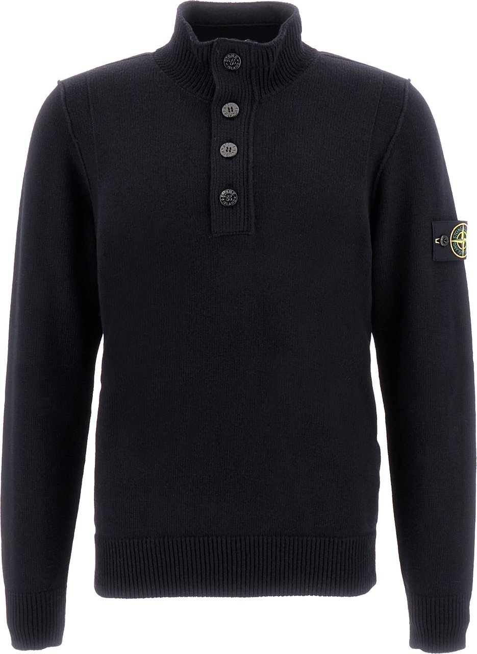 Stone Island Midnight blue wool blend sweater Blauw